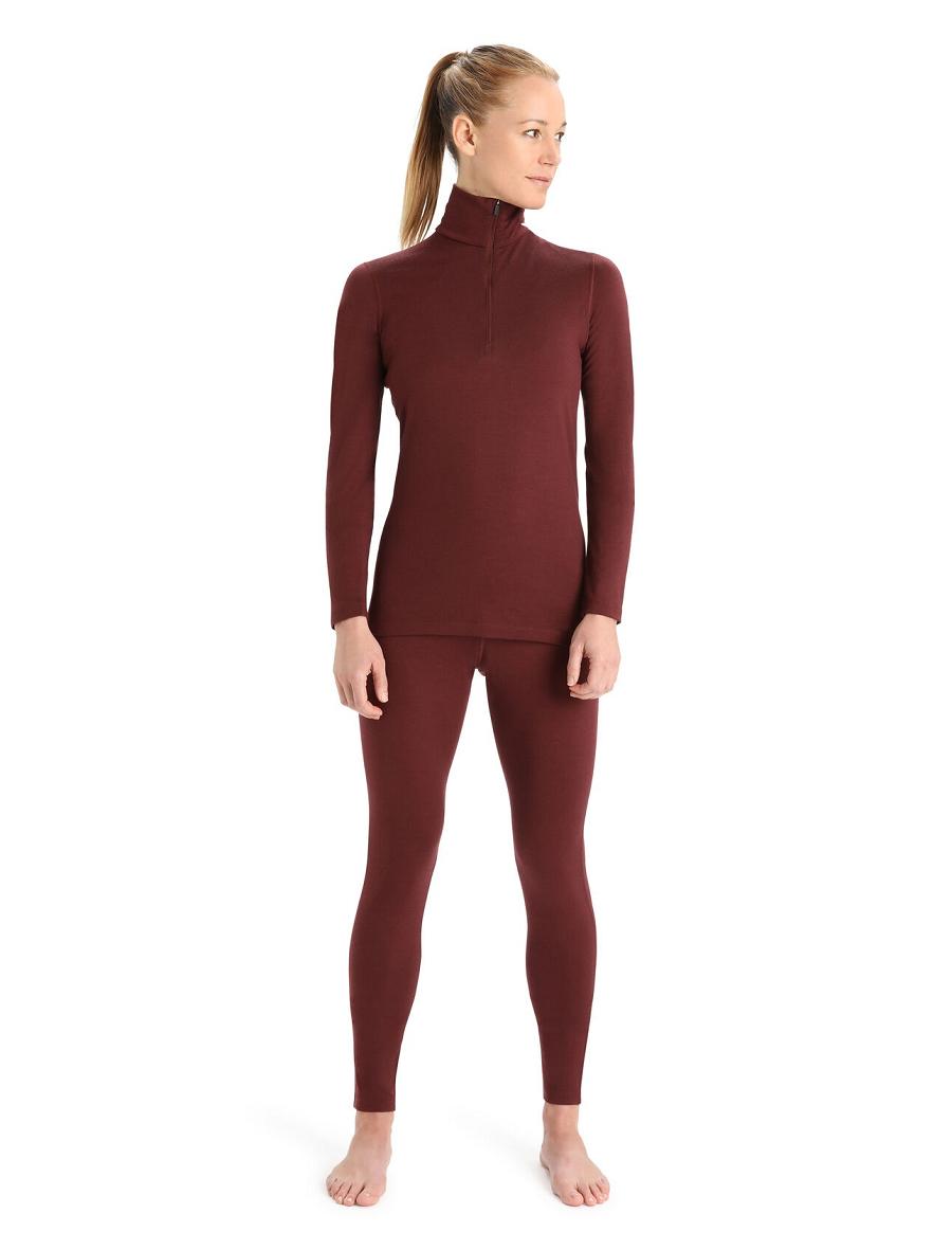 Espresso Women's Icebreaker Merino 200 Oasis Long Sleeve Half Zip Thermal Top One Piece & Sets | USA 1754RVDW